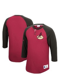 Mitchell & Ness Cardinal Arizona Cardinals Historic Logo Ultimate Play Henley 34 Sleeve Raglan T Shirt