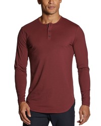 CUTS CLOTHING Cuts Long Sleeve Curve Hem Henley T Shirt In Cabernet At Nordstrom