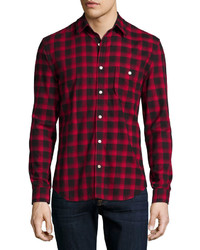 7 For All Mankind Brushed Flannel Long Sleeve Shirt Crimson