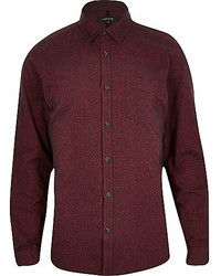 River Island Red Brushed Cotton Long Sleeve Shirt