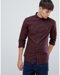 Farah S Slim Fit Textured Shirt In Burgundy