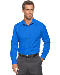 ALFANI NEW MENS BLUE JAY TEXTURE FITTED STRETCH DRESS SHIRT XL 17