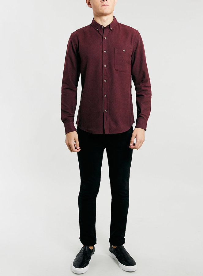 Topman Burgundy Marl Button Down Long Sleeve Dress Shirt, $40, Topman