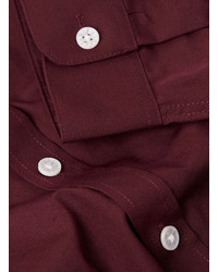 Topman Burgundy Long Sleeve Smart Shirt