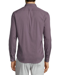 Theory Zack Ps Solid Long Sleeve Sport Shirt Wine