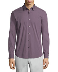 Theory Zack Ps Solid Long Sleeve Sport Shirt Wine