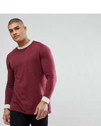 ASOS DESIGN Asos T Sleeve T Shirt With Contrast Turtle Neck And Curved Hem