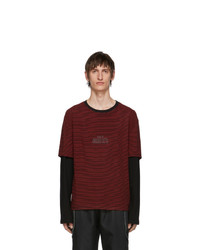all in Black And Red Striped Long Sleeve T Shirt