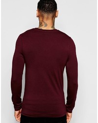 Asos Brand Extreme Muscle Long Sleeve T Shirt With V Neck In Red