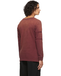 Maison Margiela Burgundy Fading Classic Long Sleeve T Shirt