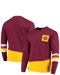 REFRIED APPAREL Burgundygold Washington Football Team Sustainable Upcycled Angle Long Sleeve T Shirt
