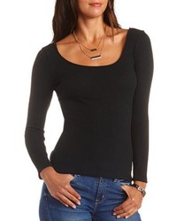 Charlotte Russe Ribbed Sweater Knit Long Sleeve Top