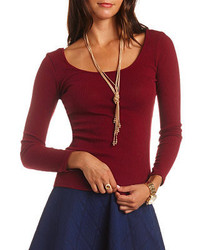 Charlotte Russe Ribbed Sweater Knit Long Sleeve Top