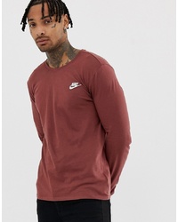 Nike Club Long Sleeve T Shirt In Red Aq7141 236