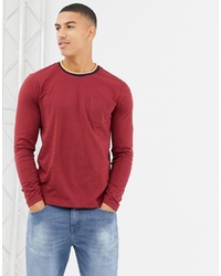 United Colors of Benetton Long Sleeve Top With Striped Rib In Red