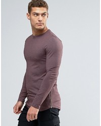 Asos Longline Muscle Long Sleeve T Shirt With Zips And Curve Hem