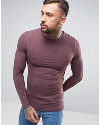 Asos Muscle Fit Long Sleeve T Shirt In Red