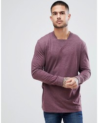 ASOS DESIGN Oversized Long Sleeve T Shirt With Neck Detail And Cuff In Red