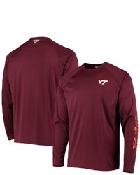 Columbia Pfg Maroon Virginia Tech Hokies Terminal Tackle Omni Shade Long Sleeve T Shirt