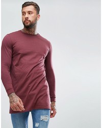 ASOS DESIGN Super Longline Long Sleeve T Shirt With Crew Neck In Red