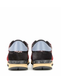 Valentino Garavani Rockrunner Lace Leather And Suede Sneakers