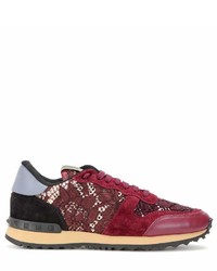 Valentino Garavani Rockrunner Lace Leather And Suede Sneakers