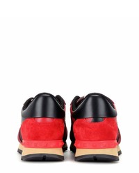 Valentino Rockrunner Printed Leather And Suede Sneakers