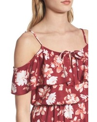 Mimichica Mimi Chica Cold Shoulder Asymmetrical Maxi Dress