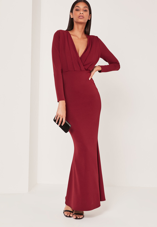 fishtail maxi dress with sleeves