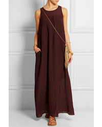 Madewell Shirred Crinkled Cotton And Silk Blend Maxi Dress
