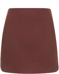 Topshop Burgundy Mini Skirt In Melton Wool Fabric With Ring Puller Zip Detail Length 36cm 64% Wool 32% Nylon 3% Acrylic 1% Polyester Machine Washable