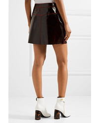 Tibi Glossed Wool Blend Mini Skirt Burgundy