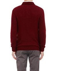 Isaia Cashmere Mock Turtleneck Sweater Red