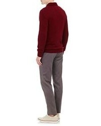 Isaia Cashmere Mock Turtleneck Sweater Red