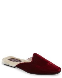 Patricia Green Velvet Mule With Faux Fur Lining