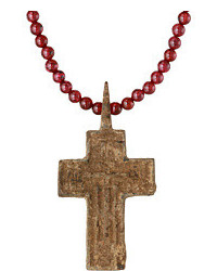 King Baby Studio Authentic Byzantine Cross Pendant On 26 Garnet Bead Necklace Necklace