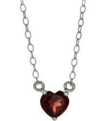 Fine Jewelry Genuine Garnet Sterling Silver Heart Pendant Necklace