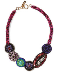 Etro Gold Plated Bead And Crystal Necklace Red