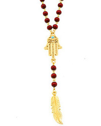 Ettika Hamsa Feather Rosary Chain