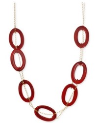 Macy's 14k Gold Over Sterling Silver Necklace Red Shell Two Row Necklace
