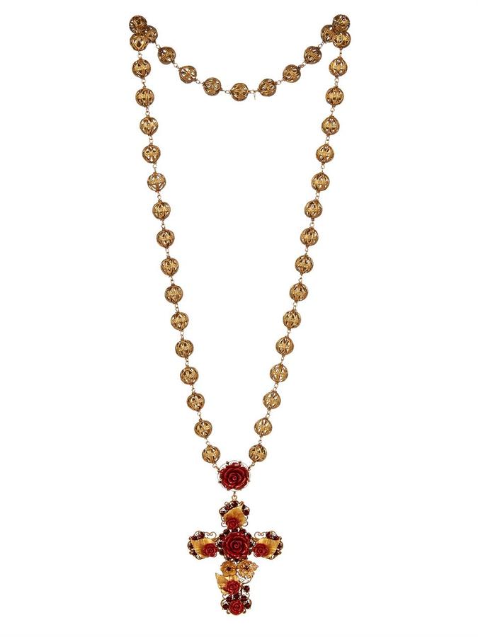 Dolce & Gabbana Red Gold Cross Necklace, $1,754  |  Lookastic