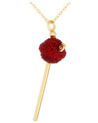 SIS by Simone I Smith 18k Gold Over Sterling Silver Necklace Deep Red Crystal Mini Lollipop Pendant