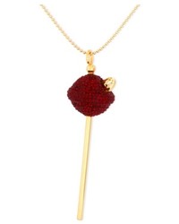SIS by Simone I Smith 18k Gold Over Sterling Silver Necklace Medium Deep Red Crystal Lollipop Pendant
