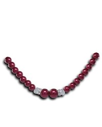 VistaBella Fashion Cz Crystal Red Pearl Adjustable Necklace