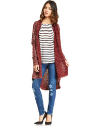 Dailylook Long Heathered Cardigan In Navy One Size