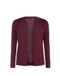 New Look Inspire Burgundy Lace Back Jersey Cardigan