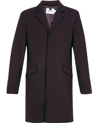 Topman Burgundy Wool Blend Overcoat