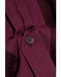 Y/Project Oversized Cotton Canvas Trimmed Ribbed Wool Sweater Merlot