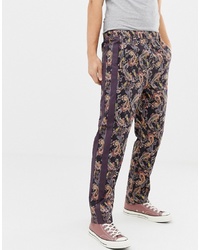 ASOS DESIGN Relaxed Trousers In Paisley Print With Side Tape