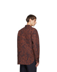 Dries Van Noten Red And Navy Quilted Shirt